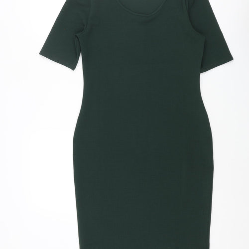 Dorothy Perkins Womens Green Polyester Bodycon Size 12 Scoop Neck Pullover
