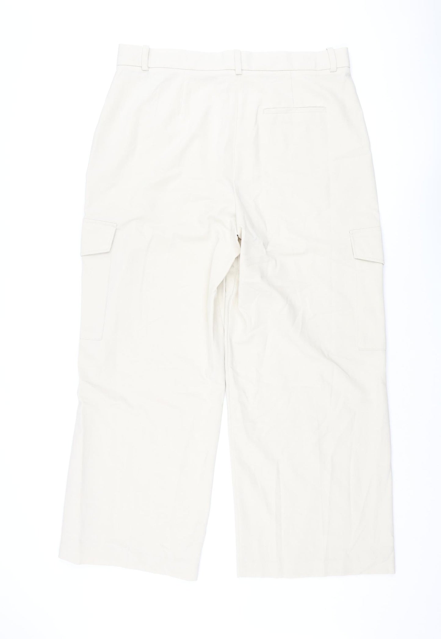 Marks and Spencer Womens Beige Polyester Cargo Trousers Size 18 L30 in Regular Zip
