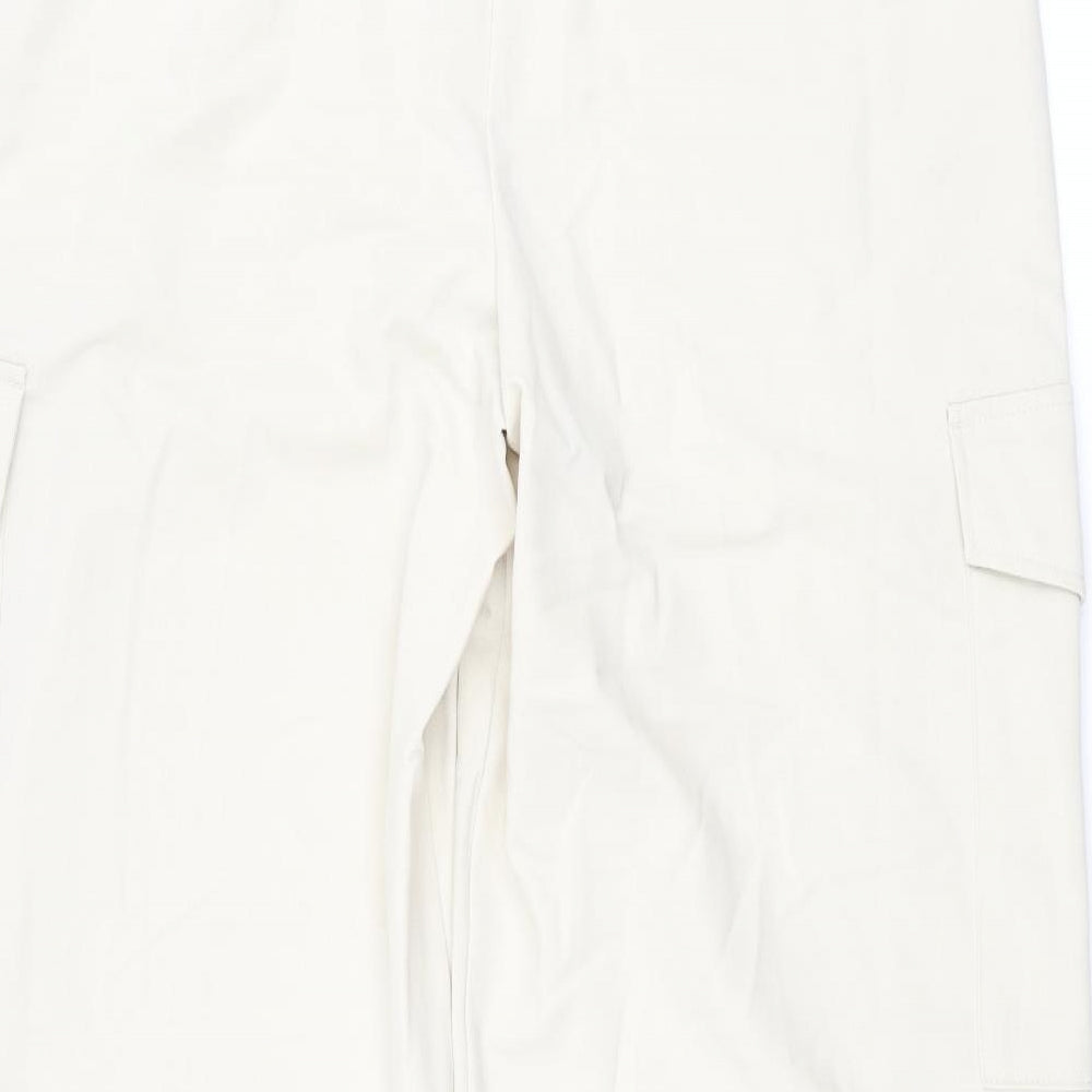 Marks and Spencer Womens Beige Polyester Cargo Trousers Size 18 L30 in Regular Zip