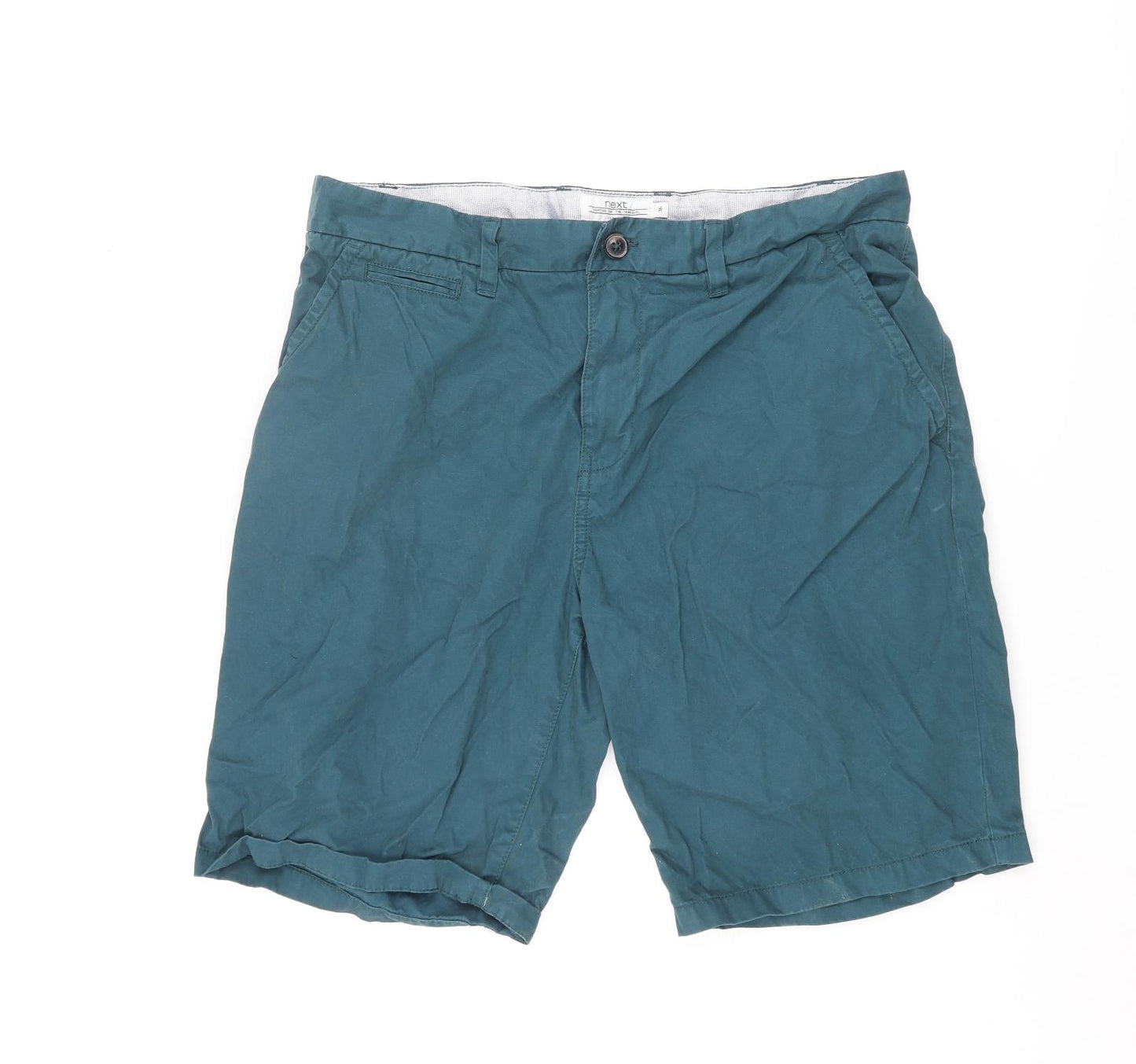 NEXT Mens Blue Cotton Chino Shorts Size 36 in L10 in Regular Zip