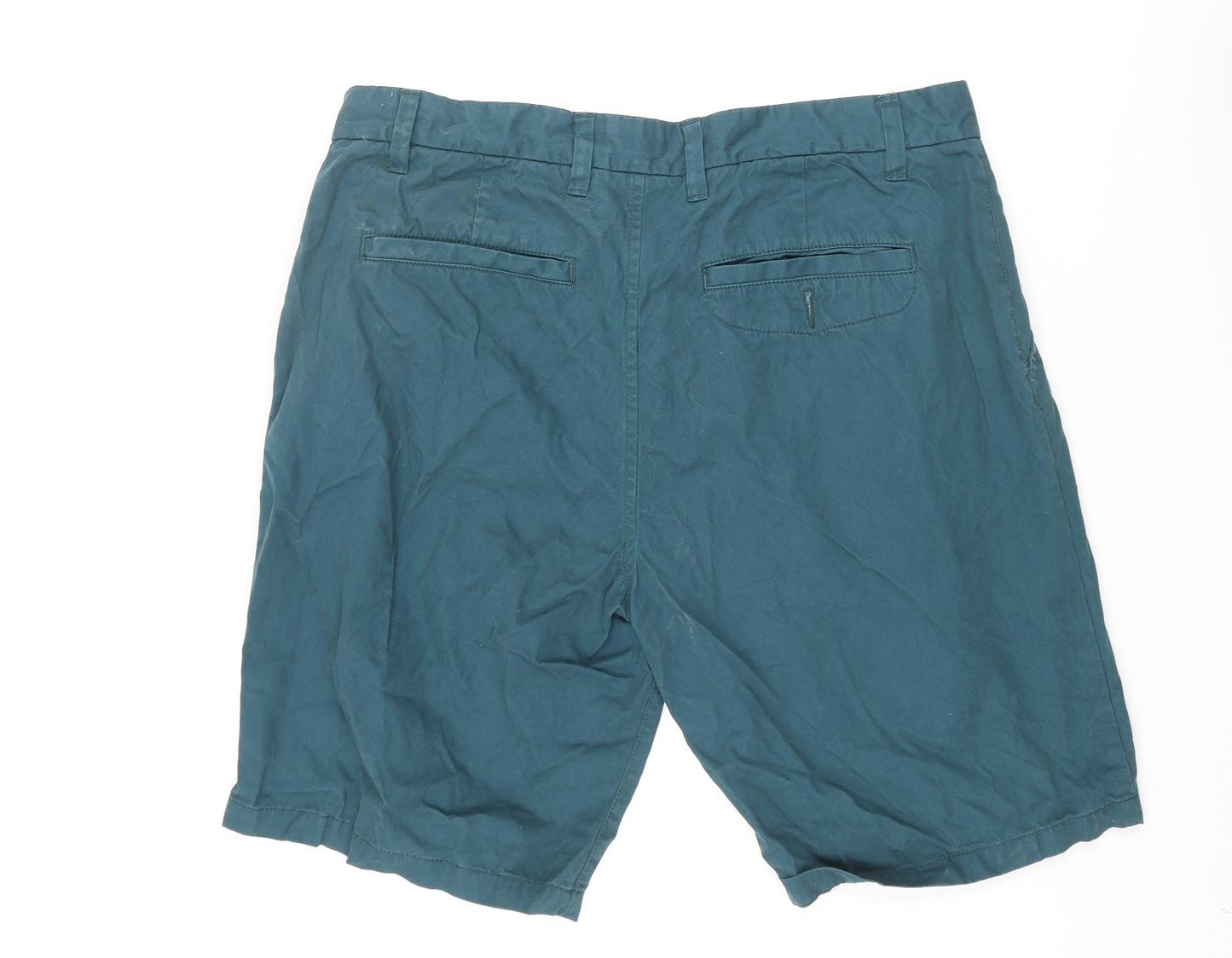 NEXT Mens Blue Cotton Chino Shorts Size 36 in L10 in Regular Zip