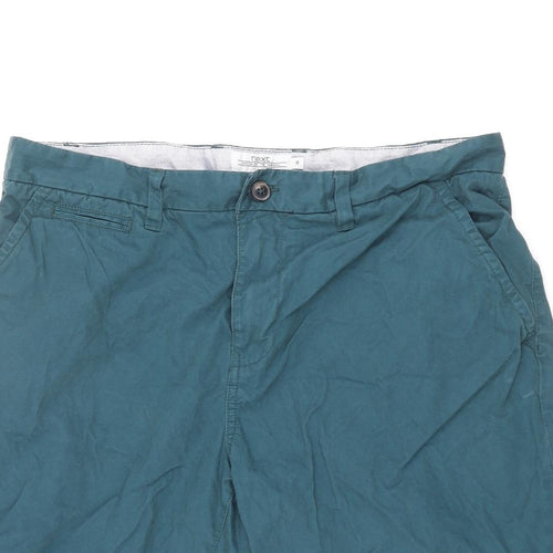 NEXT Mens Blue Cotton Chino Shorts Size 36 in L10 in Regular Zip