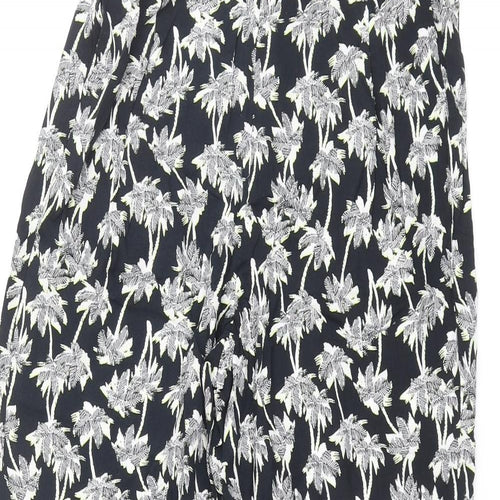Marks and Spencer Womens Blue Geometric Viscose Trousers Size 8 L30 in Regular