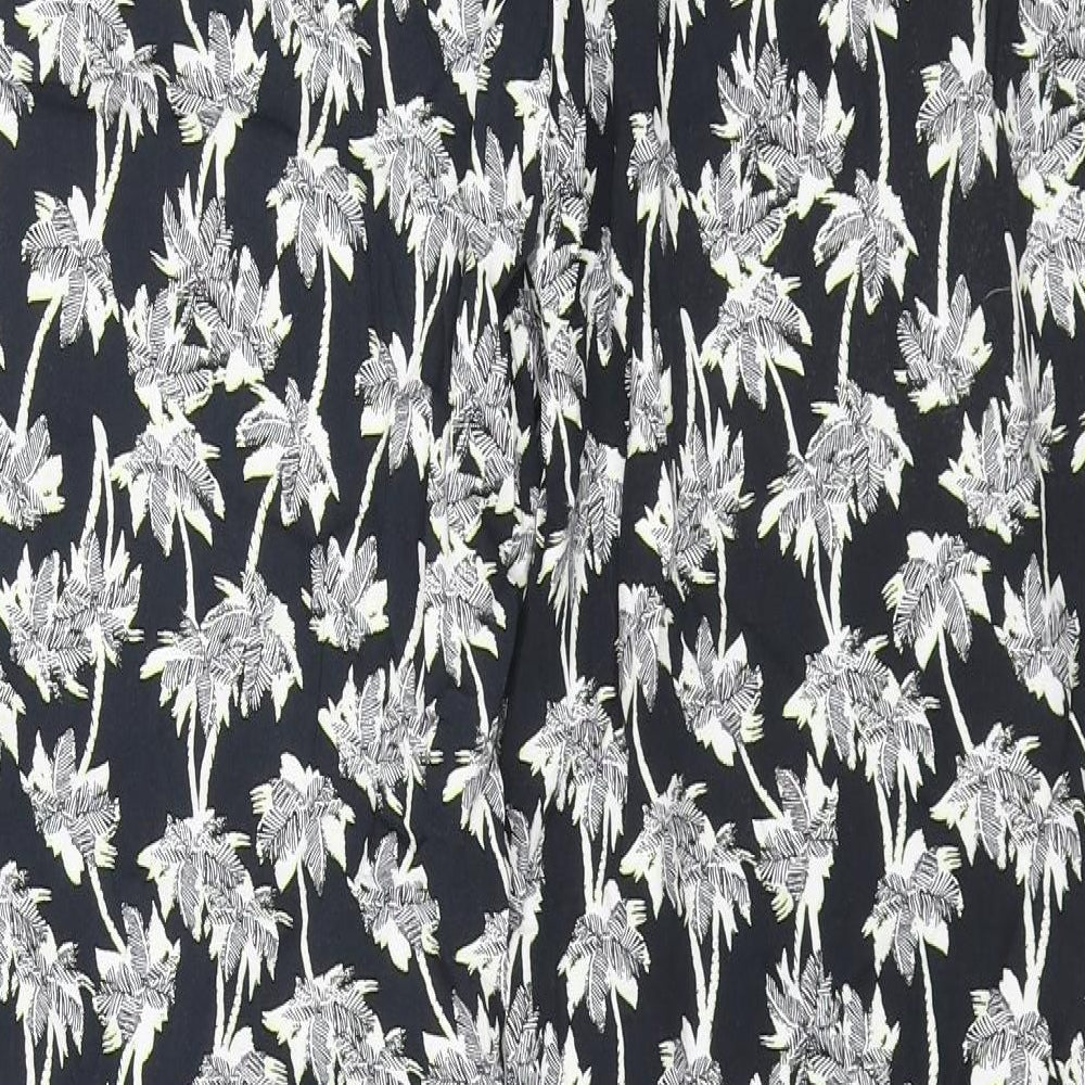 Marks and Spencer Womens Blue Geometric Viscose Trousers Size 8 L30 in Regular