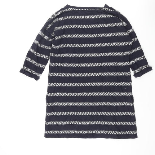 White Stuff Womens Blue Round Neck Striped Cotton Pullover Jumper Size 10
