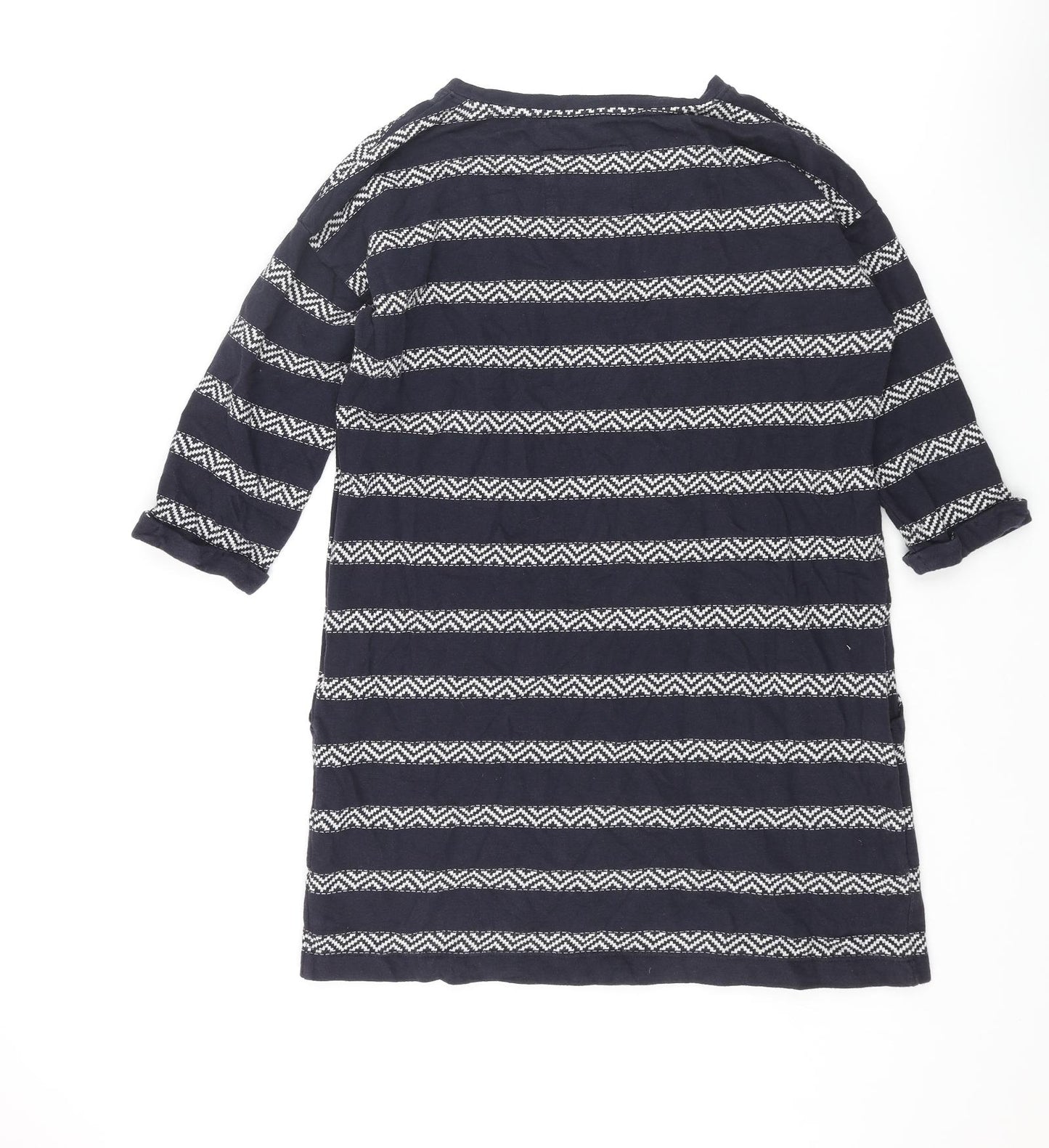 White Stuff Womens Blue Round Neck Striped Cotton Pullover Jumper Size 10