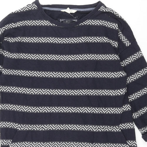 White Stuff Womens Blue Round Neck Striped Cotton Pullover Jumper Size 10