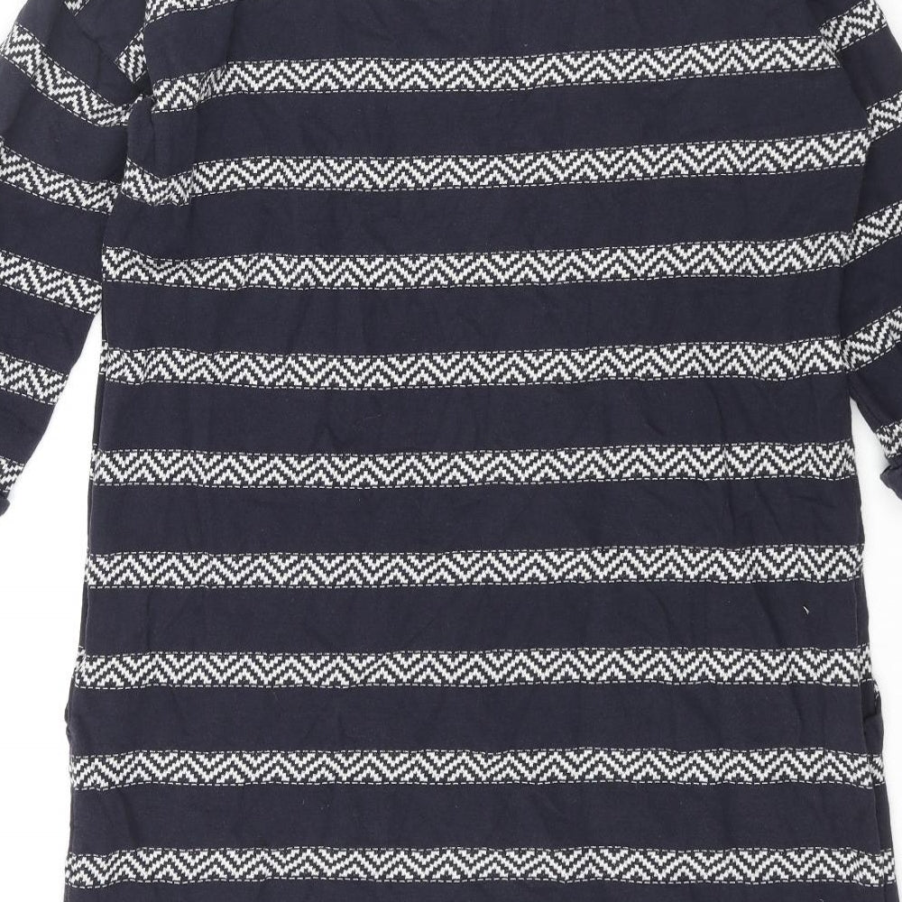 White Stuff Womens Blue Round Neck Striped Cotton Pullover Jumper Size 10