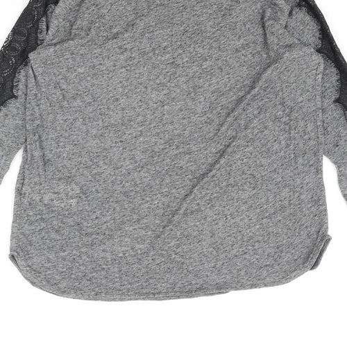 InWear Womens Grey Polyester Basic Blouse Size XS Round Neck - Lace Trim