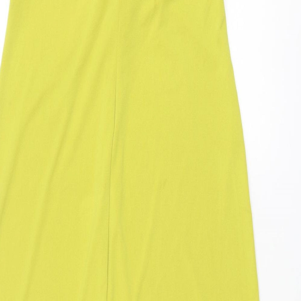 New Look Womens Green Polyester Maxi Size 14 V-Neck Pullover - Knot Detail