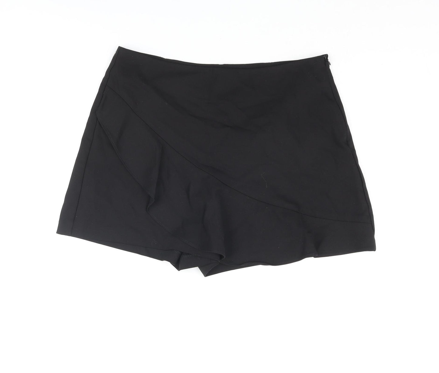 Zara Womens Black Cotton Skort Skirt Size M Zip - Frill