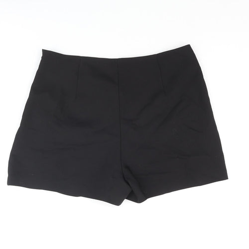 Zara Womens Black Cotton Skort Skirt Size M Zip - Frill