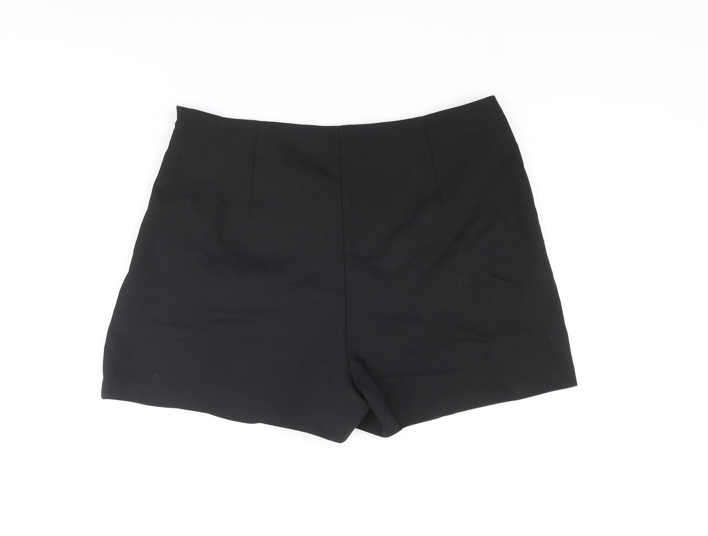 Zara Womens Black Cotton Skort Skirt Size M Zip - Frill