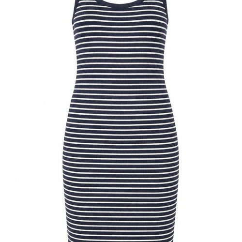 Mango Womens Blue Striped Polyester Tank Dress Size S Scoop Neck Pullover