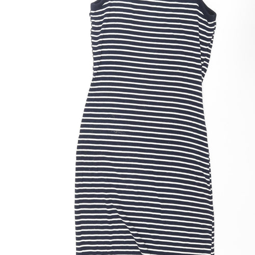 Mango Womens Blue Striped Polyester Tank Dress Size S Scoop Neck Pullover