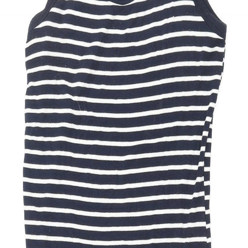 Mango Womens Blue Striped Polyester Tank Dress Size S Scoop Neck Pullover
