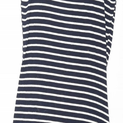 Mango Womens Blue Striped Polyester Tank Dress Size S Scoop Neck Pullover