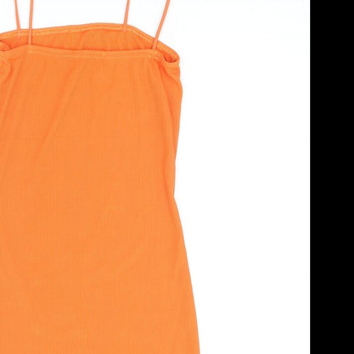 PRETTYLITTLETHING Womens Orange Polyester Mini Size 10 Scoop Neck Pullover