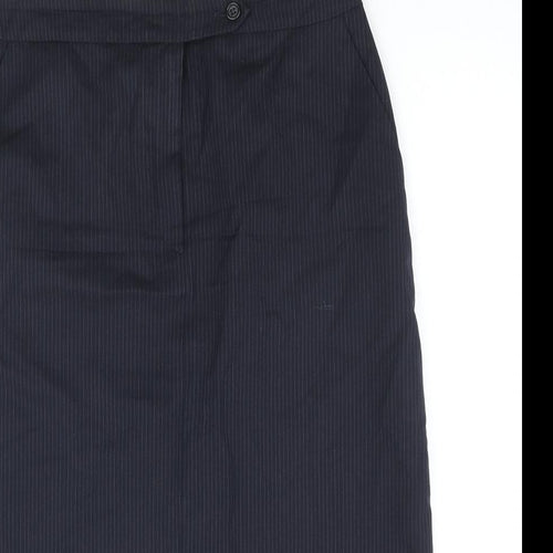 Margaret Howell Womens Blue Striped Polyester Straight & Pencil Skirt Size 14 Zip