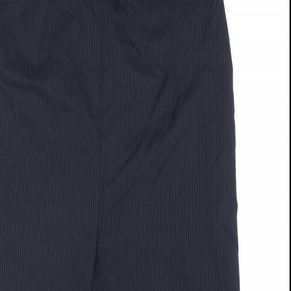 Margaret Howell Womens Blue Striped Polyester Straight & Pencil Skirt Size 14 Zip