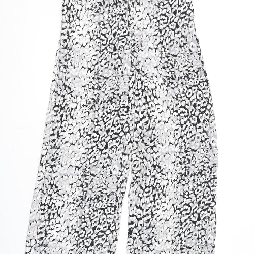 Marks and Spencer Womens Multicoloured Animal Print Polyester Trousers Size 8 L30 in Regular Tie - Leopard Print
