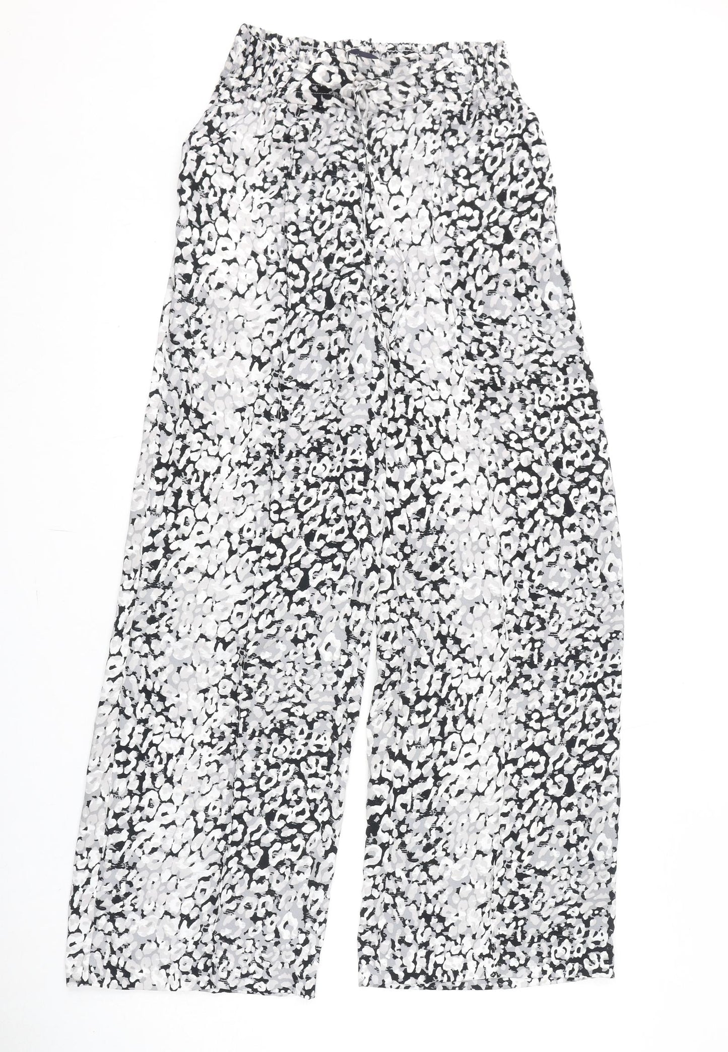 Marks and Spencer Womens Multicoloured Animal Print Polyester Trousers Size 8 L30 in Regular Tie - Leopard Print