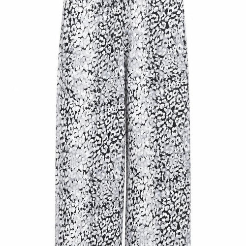 Marks and Spencer Womens Multicoloured Animal Print Polyester Trousers Size 8 L30 in Regular Tie - Leopard Print