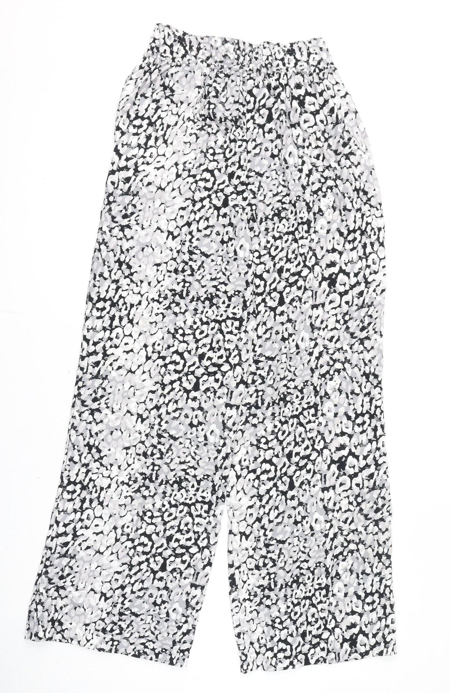Marks and Spencer Womens Multicoloured Animal Print Polyester Trousers Size 8 L30 in Regular Tie - Leopard Print