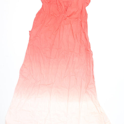 Per Una Womens Pink Cotton A-Line Size 6 V-Neck Pullover - Gradient
