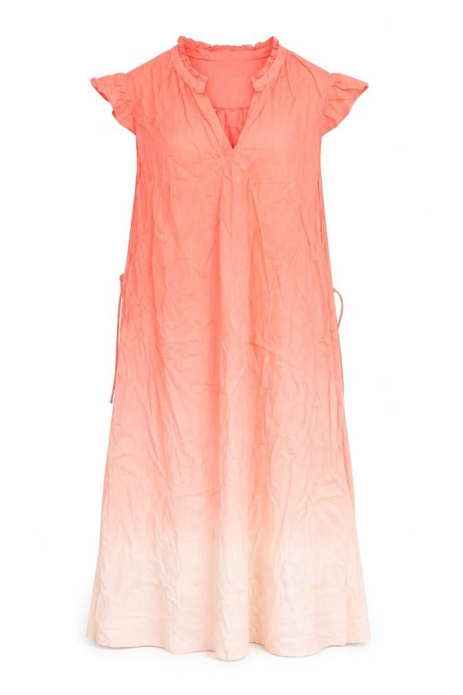 Front view of Per Una women’s pink cotton a-line, size UK 6, v-neck pullover - gradient