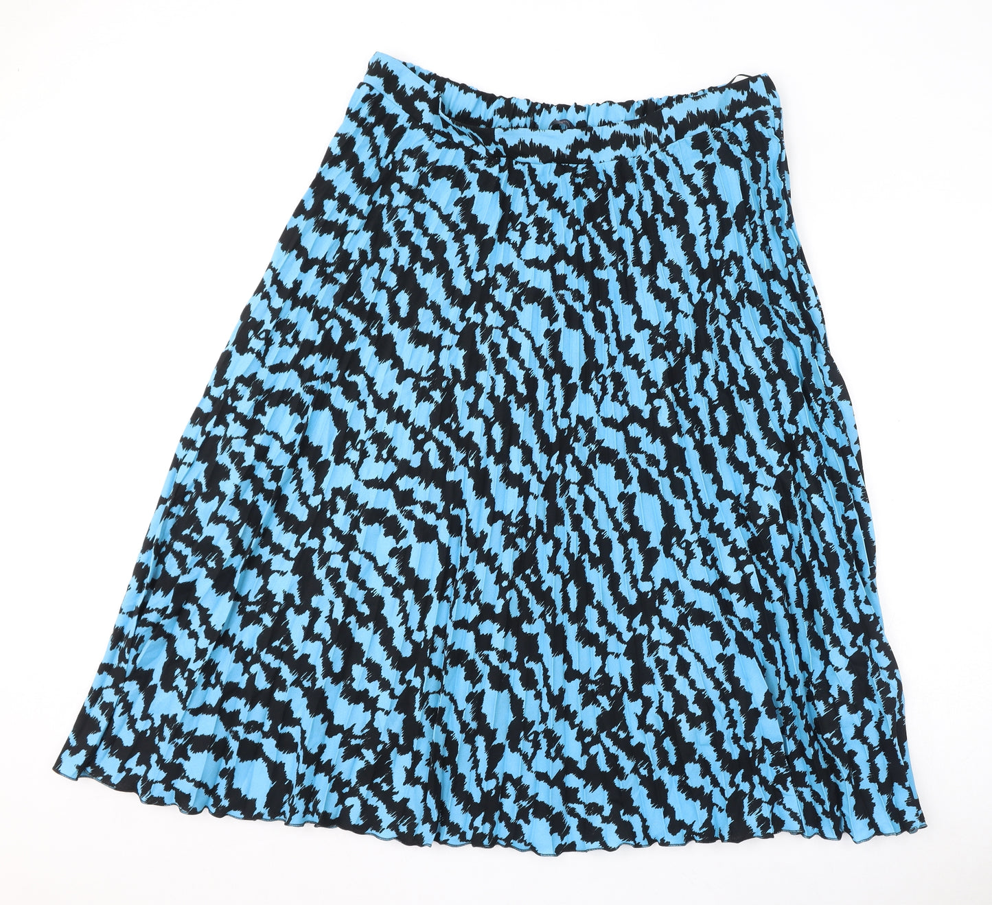 Marks and Spencer Womens Blue Geometric Polyester Pleated Skirt Size 20