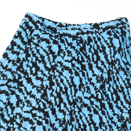 Marks and Spencer Womens Blue Geometric Polyester Pleated Skirt Size 20