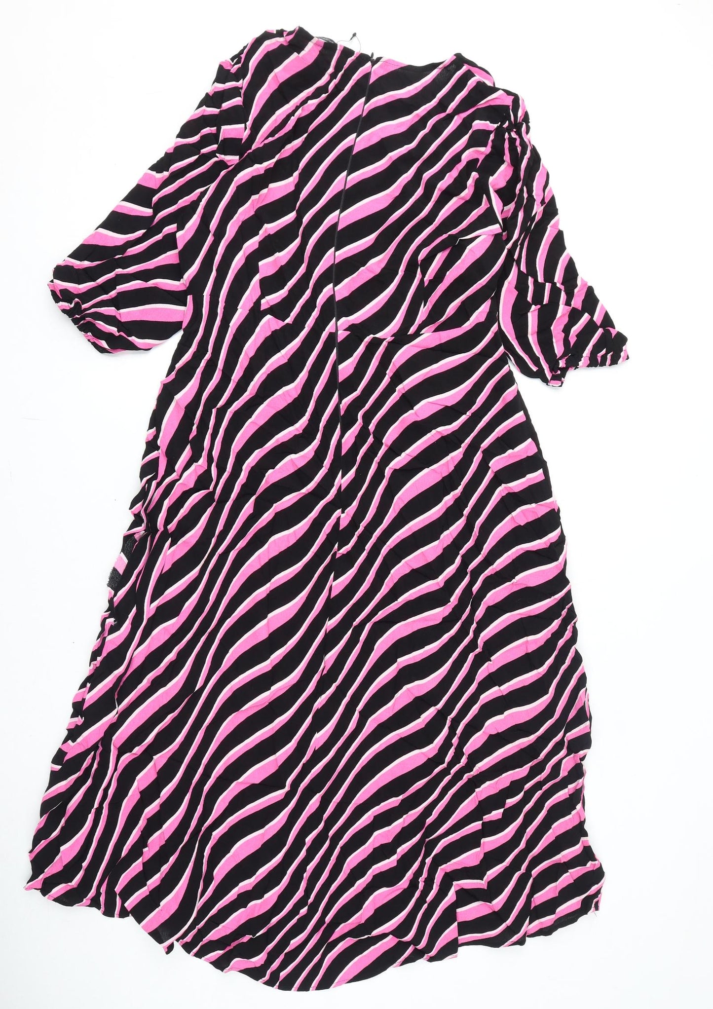 Marks and Spencer Womens Multicoloured Geometric Viscose A-Line Size 14 Round Neck Zip