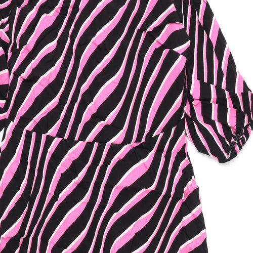 Marks and Spencer Womens Multicoloured Geometric Viscose A-Line Size 14 Round Neck Zip