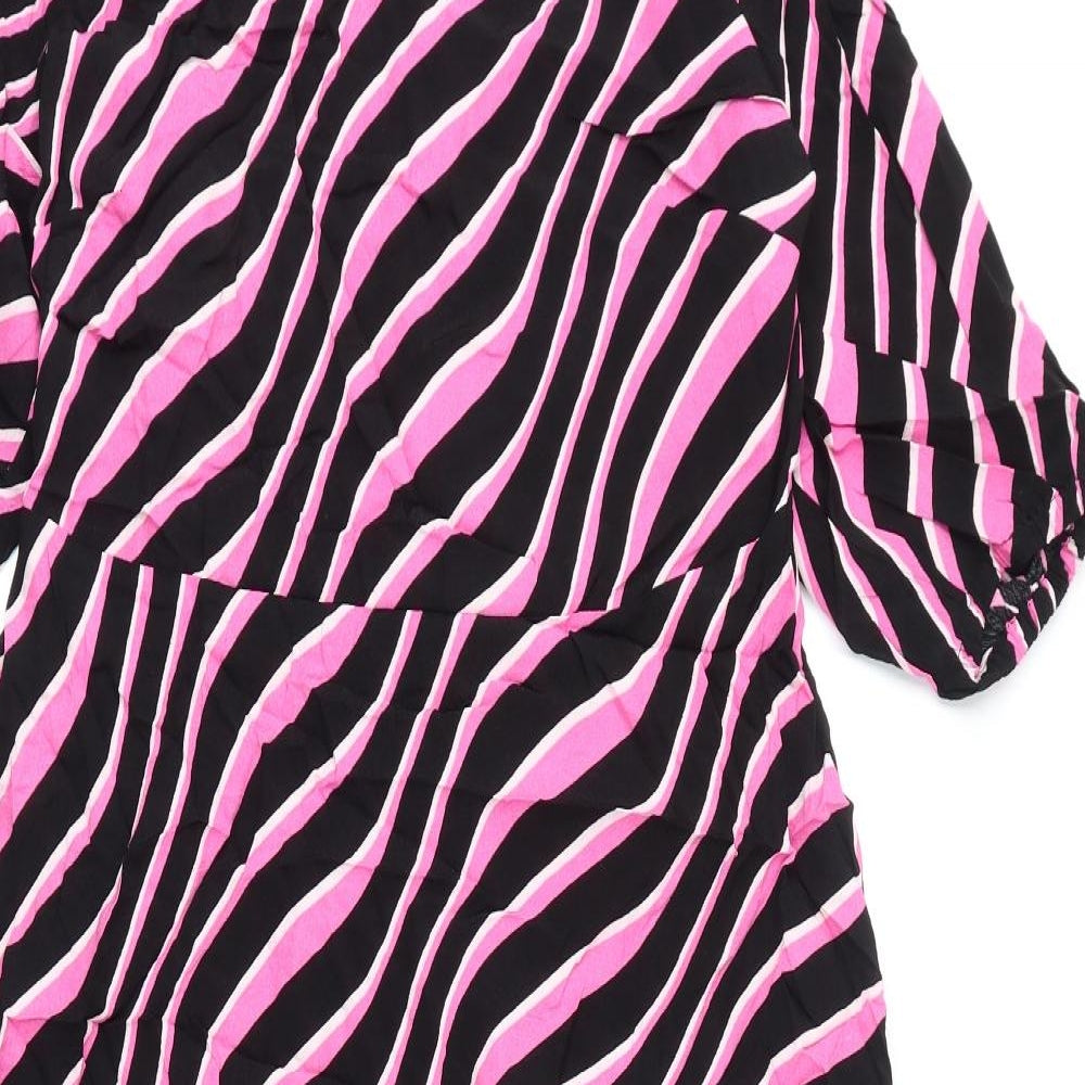 Marks and Spencer Womens Multicoloured Geometric Viscose A-Line Size 14 Round Neck Zip