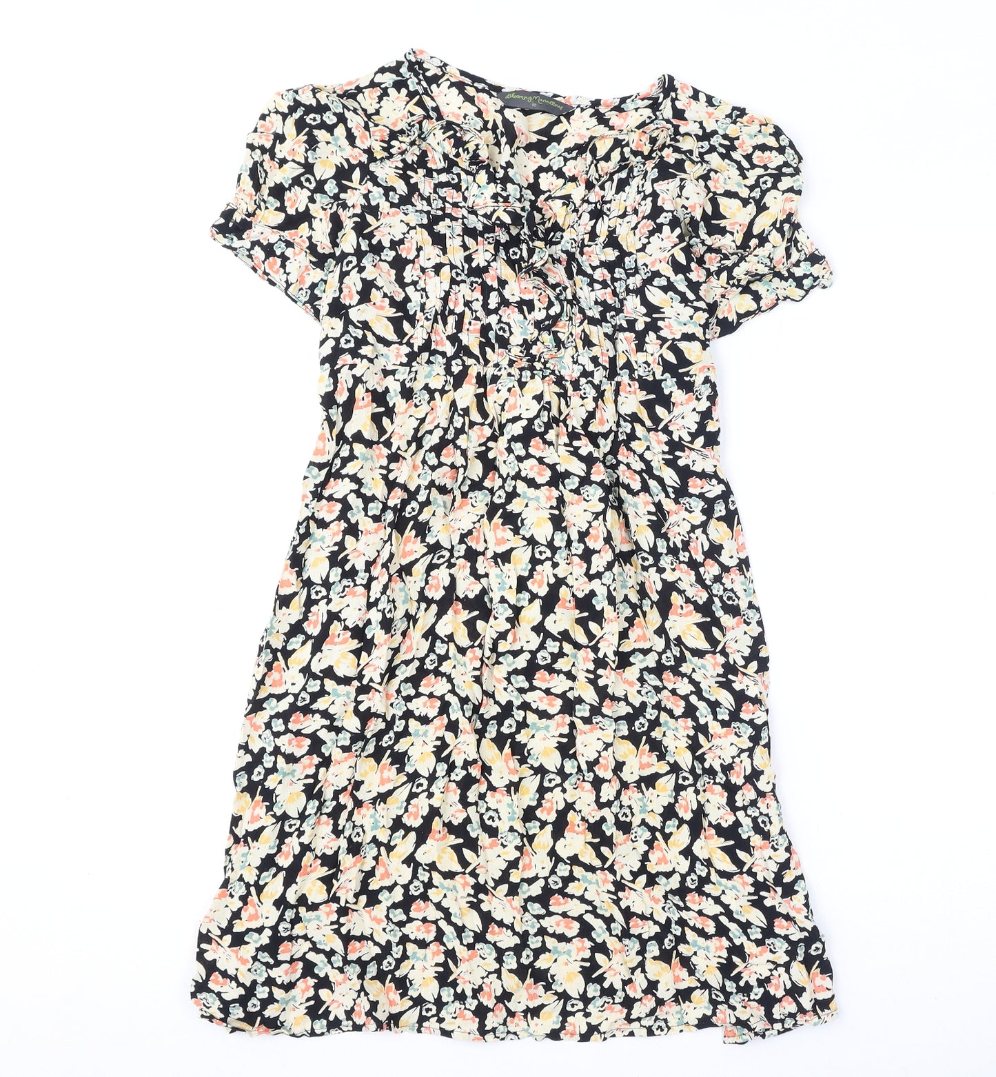 Blooming Marvellous Womens Multicoloured Geometric Viscose A-Line Size 12 V-Neck Pullover - Tie Detail