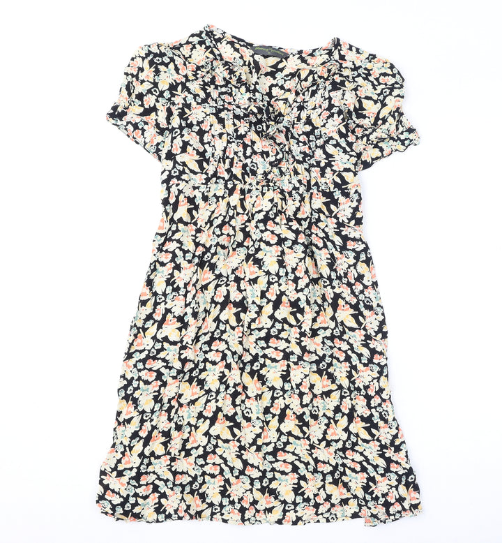 Blooming Marvellous Womens Multicoloured Geometric Viscose A-Line Size 12 V-Neck Pullover - Tie Detail
