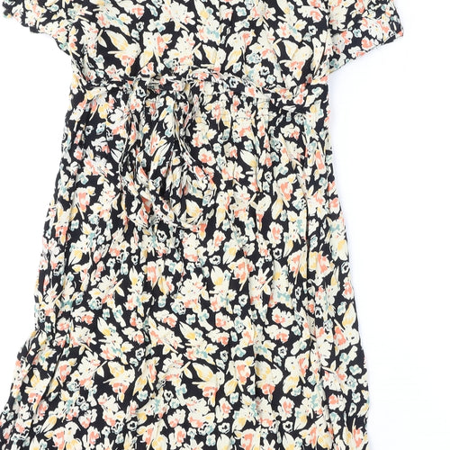 Blooming Marvellous Womens Multicoloured Geometric Viscose A-Line Size 12 V-Neck Pullover - Tie Detail