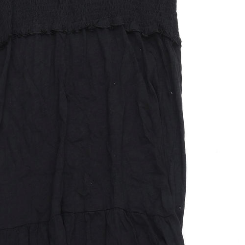 Marks and Spencer Womens Black 100% Cotton A-Line Size 18 Square Neck Pullover - Shirred