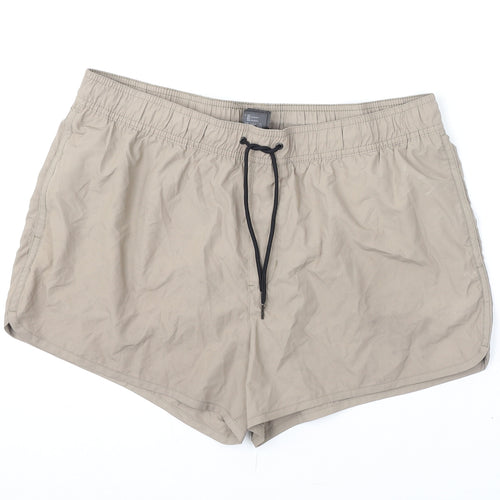 H&M Womens Beige Polyester Athletic Shorts Size L Regular Drawstring