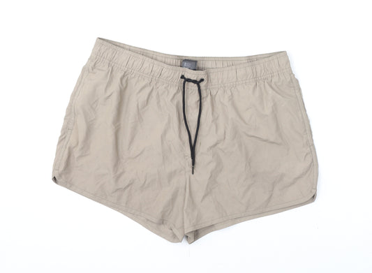 H&M Womens Beige Polyester Athletic Shorts Size L Regular Drawstring