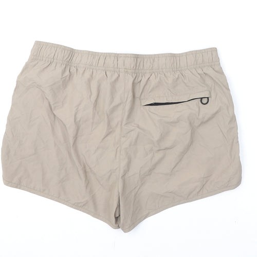 H&M Womens Beige Polyester Athletic Shorts Size L Regular Drawstring