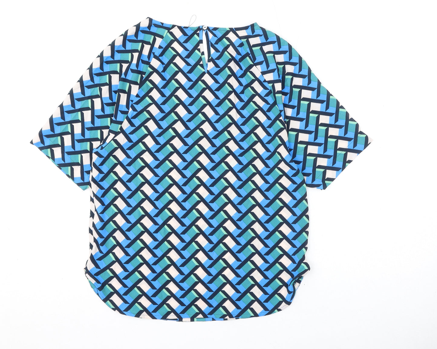 Marks and Spencer Womens Multicoloured Geometric Polyester Basic Blouse Size 6 Round Neck