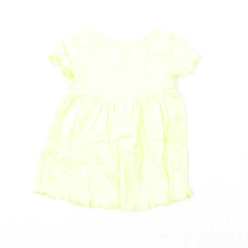 Marks and Spencer Girls Yellow Polka Dot Cotton A-Line Size 0-3 Months Round Neck Snap