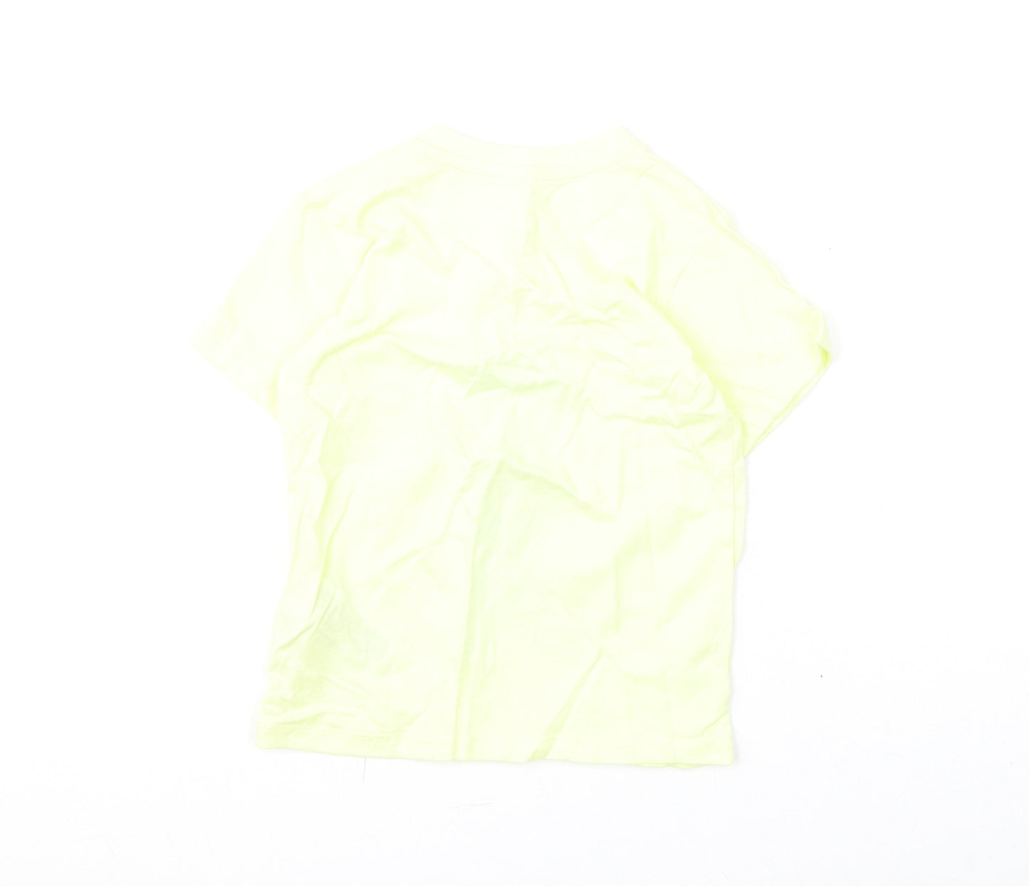 Marks and Spencer Girls Yellow Cotton Basic T-Shirt Size 2-3 Years Round Neck Snap - Love Summer, Bunny