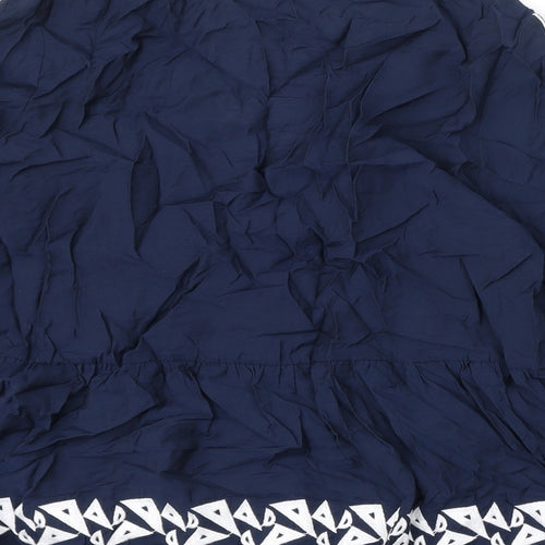 Marks and Spencer Womens Blue Viscose Basic Blouse Size 16 V-Neck - Embroidery