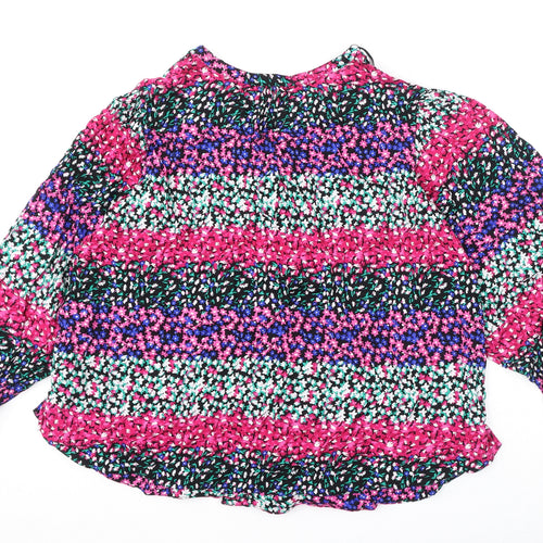 Marks and Spencer Womens Multicoloured Floral Viscose Basic Blouse Size 16 V-Neck