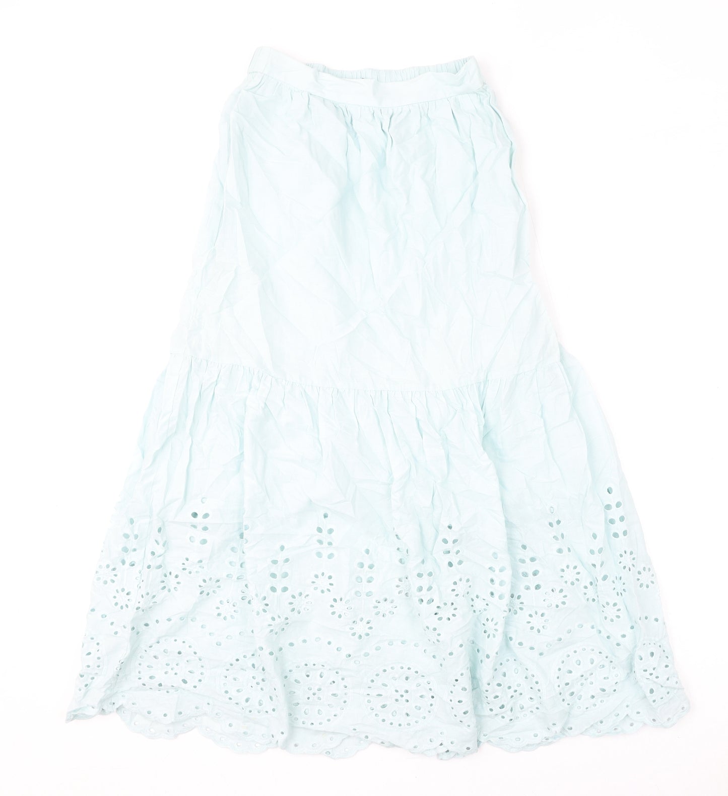 Marks and Spencer Womens Blue Cotton Flare Skirt Size 8 - Embroidery