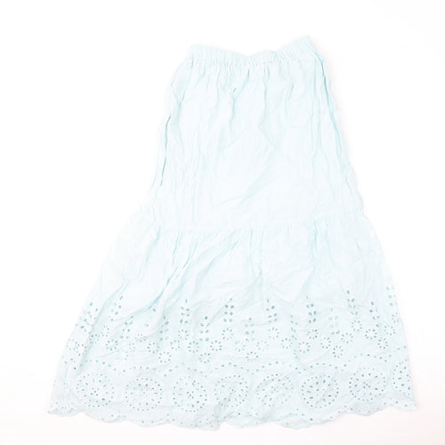 Marks and Spencer Womens Blue Cotton Flare Skirt Size 8 - Embroidery