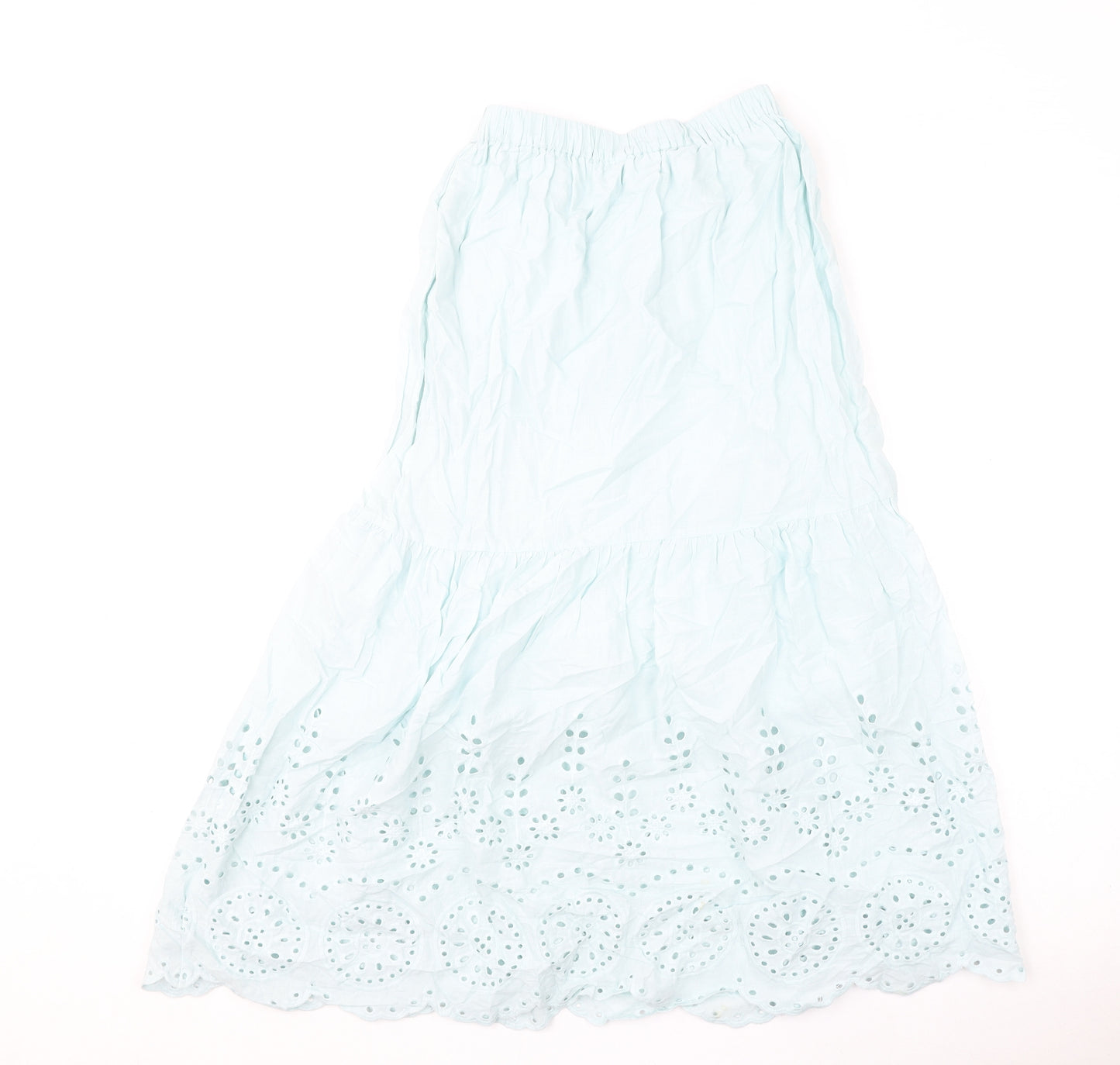Marks and Spencer Womens Blue Cotton Flare Skirt Size 8 - Embroidery